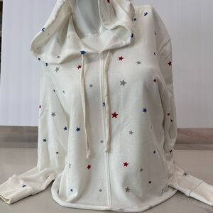 Star Patterned White Hoodie